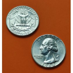 ESTADOS UNIDOS 1/4 DOLAR 1964 P Philadelphia PRESIDENTE GEORGE WASHINGTON KM.164 MONEDA DE PLATA EBC USA silver Quarter R/3