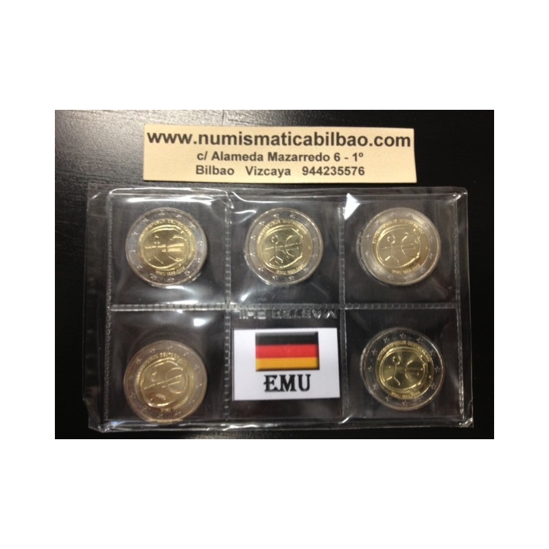 ALEMANIA 2 EUROS 2009 A+D+F+G+J EMU 10 ANIVERSARIO 5 MONEDAS BIMETALICA SC Germany