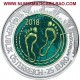 AUSTRIA 25 EUROS 2018 ANTROPOCENO PISADAS HUMANAS MONEDA DE PLATA y NIOBIO Estuche y certificado ANTHROPOZAN niob silver
