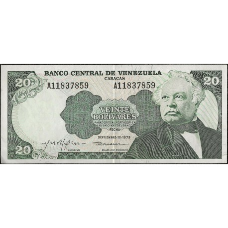 VENEZUELA 20 BOLIVARES 1979 JOSE ANTONIO PAEZ Pick 63C BILLETE SC @DOBLEZ@ UNC BANKNOTE