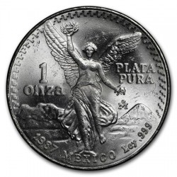 MEXICO 1 ONZA 1987 ANGEL LIBERTAD @MUY RARA@ MONEDA DE PLATA PURA 999 SC Mejico Silver coin OZ OUNCE