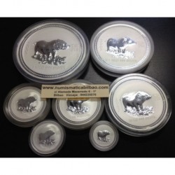 67 Onzas x AUSTRALIA 0,50 + 1 + 2 + 8 + 10 + 15 + 30 DOLLARS 2007 YEAR OF THE PIG Lunar Serie SILVER KILO OZ