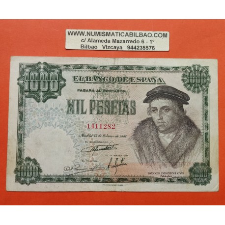 ESPAÑA 1000 PESETAS 1946 LUIS VIVES Sin Serie 1411282 Pick 133 BILLETE MBC- @RARO@ Spain banknote