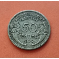 AFRICA ECUATORIAL FRANCESA 1 FRANCO 1943 GALLO BRONCE KM*2A