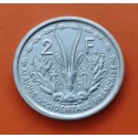 AFRICA OCCIDENTAL FRANCESA 2 FRANCOS 1948 ANTILOPE KM.4 MONEDA DE ALUMINIO EBC @ESCASA@ Afrique Occidentale Francaise