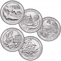 5 monedas x ESTADOS UNIDOS 25 CENTAVOS 2017 Letra D PARQUES NACIONALES NICKEL SC USA Quarter NATIONAL PARKS