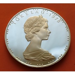 TOKELAU 1 TALA 1978 COCOTERO y REINA ISABEL II KM.1A MONEDA DE PLATA PROOF @RARA@ 1 TAHI TALA