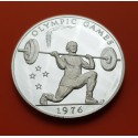 SAMOA I SISIFO 1 DOLAR 1976 HALTEROFILIA OLYMPIC GAMES KM.22A MONEDA DE PLATA PROOF Western Samoa 1 Tala 1976