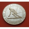 YUGOSLAVIA 500 DINARA 1984 ESQUIADOR EN SLALOM OLIMPIADA DE SARAJEVO KM.110 MONEDA DE PLATA PROOF silver coin