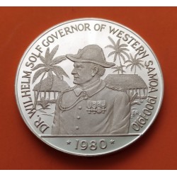 SAMOA I SISIFO 1 DOLAR 1980 GOBERNADOR WILHEM SOLF KM.49 MONEDA DE PLATA PROOF Western Samoa 1 Tala 1980