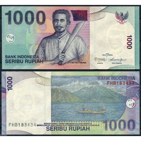 INDONESIA 1000 RUPIAS 2013 NATIVO JUNCO PESCA Pick 141 BILLETE SC 1000 Rupees UNC BANKNOTE