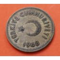 TURQUIA 25 KURUS 1948 MEDIA LUNA y ESTRELLA KM.886 MONEDA DE LATON MBC++ Turkey