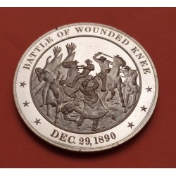 @OFERTA@ ESTADOS UNIDOS MEDALLA CONMEMORATIVA 1890 BATALLA DE WOUNDED KNEE INDIOS SIOUX LATON PROOFLIKE USA