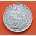 PERU 1/2 SOL 1927 Ceca de Lima DAMA SENTADA KM.216 MONEDA DE PLATA MBC- República Peruana