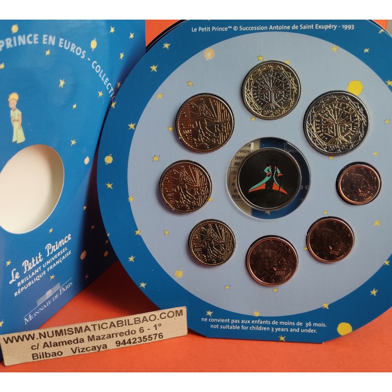 FRANCIA CARTERA OFICIAL EUROS 2002 LE PETIT PRINCE SC 1+2+5+10+20+50 Cts. + 1 EURO + 2 EUROS 2002 UNC BU EUROSET KMS