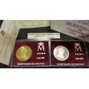 ESPAÑA FNMT 2 MEDALLAS 1988 BICENTENARIO DE CARLOS III Monedas de PLATA y LATON tipo 2000 Pesetas ESTUCHE OFICIAL + CERTIFICADO