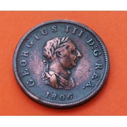 INGLATERRA 1/2 PENIQUE 1806 BRITANNIA GEORGIUS III KM 662 MONEDA DE BRONCE EBC UK 1 penny coin