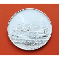 MALTA 2 LIRAS 1972 MURALLA DE LA CIUDAD de SAN ANGELO y ESCUDO KM.14 MONEDA DE PLATA PROOF SILVER COIN