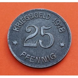 ALEMANIA 25 PFENNIG 1921 Ciudad de COBLENZ Kriegsgeld DINERO DE GUERRA MONEDA DE HIERRO Germany WWI NOTGELD