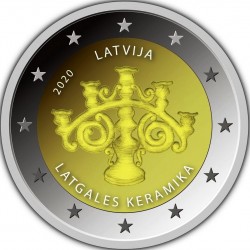.@ENVIO INMEDIATO@ LETONIA 2 EUROS 2020 CERAMICA DE LATGALE SC MONEDA CONMEMORATIVA ***ESCASA*** Latvia Lettonia