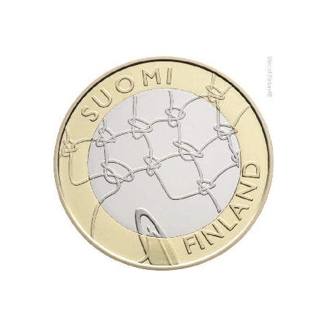 FINLANDIA 5 EUROS 2011 Provincia de ALAND - RED DE PESCADOR moneda nº 9 SC MONEDA BIMETALICA Finnland