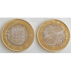 FINLANDIA 5 EUROS 2011 Provincia de OSTROBOTNIA - TROZOS DE LEÑA moneda nº 7 SC MONEDA BIMETALICA Finnland