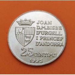 ANDORRA 25 CENTIMOS 1995 FAO F.A.O. NIÑOS KM.109 MONEDA DE NICKEL SC 25 Centims