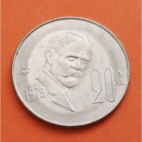 MEXICO 20 CENTAVOS 1979 INDALECIO MADERO KM.442 MONEDA DE NICKEL SC- Mejico Mexiko coin