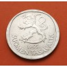 FINLANDIA 1 MARKKAA 1965 S LEON RAMPANTE y ESCUDO KM.30 MONEDA DE PLATA BAJA SC- Finnland