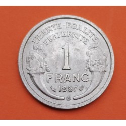 FRANCIA 1 FRANCO 1957 B DAMA Tipo MORLON KM.885A MONEDA DE ALUMINIO SC- France 1 Franc R/2
