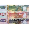 ZAMBIA 20 + 50+ 100 KWACHA 1991 PAJARO y PALACIO Pick 36/38 Firma 11 BILLETE SC Africa UNC BANKNOTE