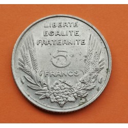 FRANCIA 5 FRANCOS 1933 DAMA Tipo BAZOR KM.887 MONEDA DE NICKEL MBC+ France 5 Francs