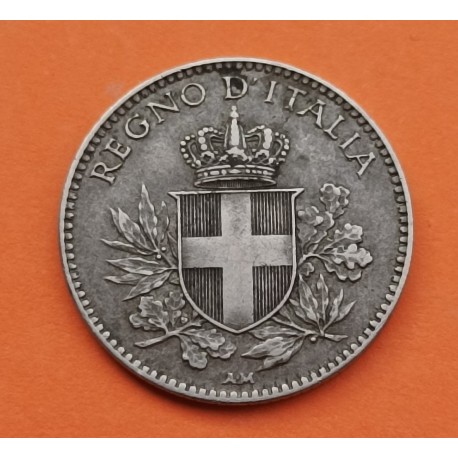 ITALIA 20 CENTIMOS 1919 R ESCUDO DEL REY VITTORIO EMANUELE III KM.58 MONEDA DE NICKEL MBC Reino de Italia