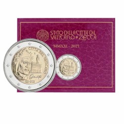 . 2ª moneda x VATICANO 2 EUROS 2021 DANTE ALIGHIERI 700 AÑOS DE SU MUERTE SC CONMEMORATIVA ESTUCHE COINCARD