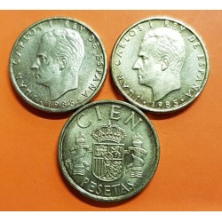 ESPAÑA 100 PESETAS 1985 M JUAN CARLOS I LIS ABAJO HACIA EL ESCUDO KM.826 MONEDA DE LATON SIN CIRCULAR