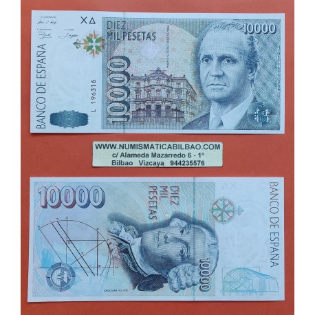 1 billete NUEVO x ESPAÑA 10000 PESETAS 1992 JUAN CARLOS I Serie L Pick 166 SC SIN CIRCULAR Spain banknote