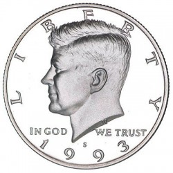 ESTADOS UNIDOS 1/2 DOLAR 1993 S KENNEDY KM A202B MONEDA DE NICKEL PROOF Medio USA HALF DOLLAR FROM MINT SET