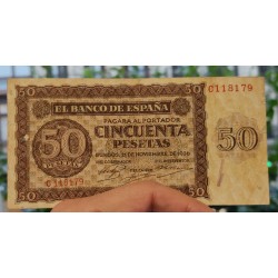 ESPAÑA 50 PESETAS 1936 BURGOS DAMAS EN CAMAFEO Serie C 118179 Pick 100 BILLETE MBC @RARO@ Spain banknote