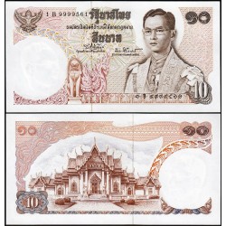 THAILANDIA 10 BAHT 1969 REY RAMA IX Pick 83 Firma 60 BILLETE SC THAILAND UNC BANKNOTE