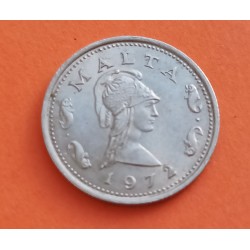 MALTA 2 CENTIMOS 1972 ESCUDO DEL PAIS y DIOS GUERRERO KM.9 MONEDA DE NICKEL MBC