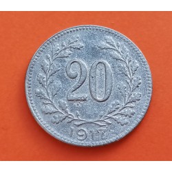 AUSTRIA 20 HELLER 1917 AGUILA Época Rey KARL I KM.2826 MONEDA DE HIERRO MBC Osterreich coin