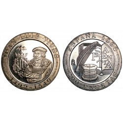 ESPAÑA 200 PESETAS 1993 LUIS VIVES KM.123 MONEDA DE NICKEL SIN CIRCULAR DE CARTUCHO JUAN CARLOS I