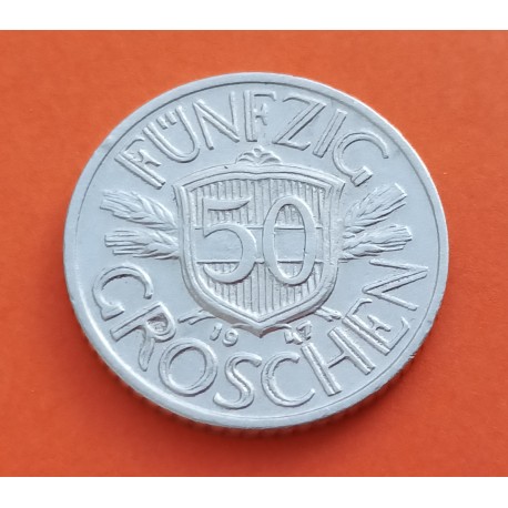 AUSTRIA 50 GROSCHEN 1947 AGUILA y VALOR KM 2870 MONEDA DE ALUMINIO MBC+