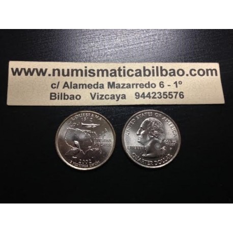 ESTADOS UNIDOS 1/4 DOLAR 25 CENTAVOS 2002 D SC LOUSIANA