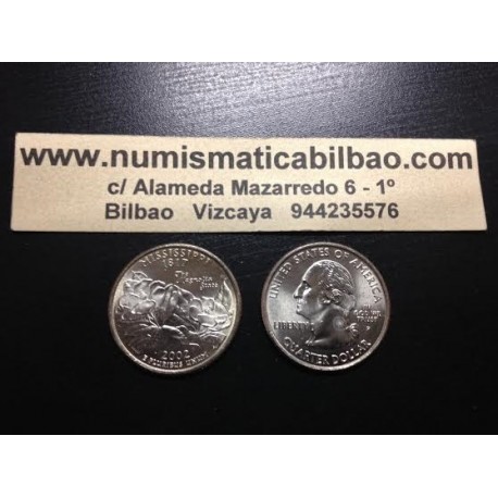 ESTADOS UNIDOS 1/4 DOLAR 25 CENTAVOS 2002 P SC MISSISSIPPI