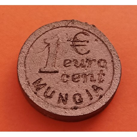 1 moneda x MUNGUIA 1 CENTIMO 1999 CASTILLO MONEDA simil de COBRE en EURO PRUEBA SC- MUNGIA EUZKADI VIZCAYA
