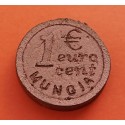 1 moneda x MUNGUIA 1 CENTIMO 1999 CASTILLO MONEDA simil de COBRE en EURO PRUEBA SC- MUNGIA EUZKADI VIZCAYA