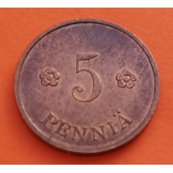 FINLANDIA 5 PENNIA 1918 LEON CON ESPADA KM.22 MONEDA DE COBRE MBC+ Finnland coin
