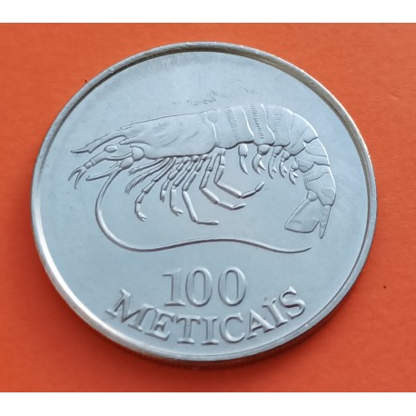 MOZAMBIQUE 100 METICAIS 1994 LANGOSTA KM.120 MONEDA DE NICKEL SC- Mocambique LOBSTER