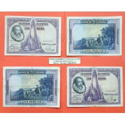 1 billete x ESPAÑA 100 PESETAS 1928 MIGUEL DE CERVANTES Sin Serie Pick 76 MUY CIRCULADO Spain banknote L/2
